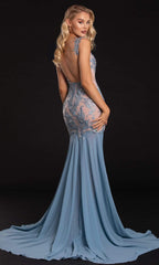 Unveil Your Inner Luminosity: Portia and Scarlett's Embroidered Trumpet Gown