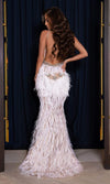 Ethereal Elegance: Portia and Scarlett's Beaded Feather Fringe Gown
