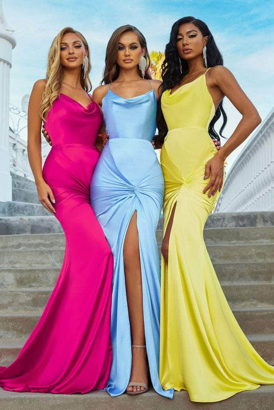 Captivating Cowl Neckline: The Portia and Scarlett PS22385 Long Dress