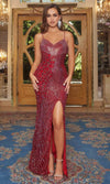 Portia and Scarlett: Captivating Beaded Evening Gown with Thigh-High Slit