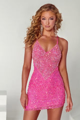 **Portia and Scarlett's Shimmering V-Neck Mini: Elevate Your Nights**