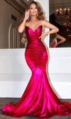 Shimmering Glamour: Portia and Scarlett's Metallic Mermaid Gown for Unforgettable Occasions