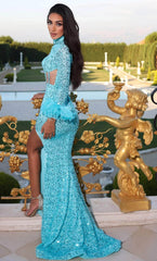 **Portia and Scarlett's Shimmering Sequined Masterpiece: A Captivating Allure for Formal Occasions**