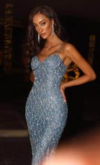 Shimmering Elegance: Portia and Scarlett's Captivating Blue Gown for Unforgettable Occasions