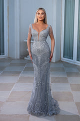 **Portia and Scarlett's Shimmering Trumpet Dress: Captivate with Ethereal Elegance**