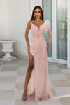 **Portia and Scarlett: Asymmetrical Feather Fringe Dress for Glamorous Occasions**