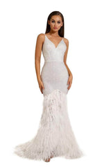 **Portia and Scarlett's Enchanting Feather Prom Dress: Captivate with Grace and Glamour**