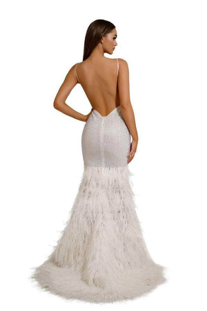 **Portia and Scarlett's Enchanting Feather Prom Dress: Captivate with Grace and Glamour**