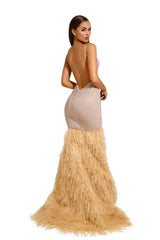 **Captivating Curves in Portia and Scarlett's Feather Prom Dress**