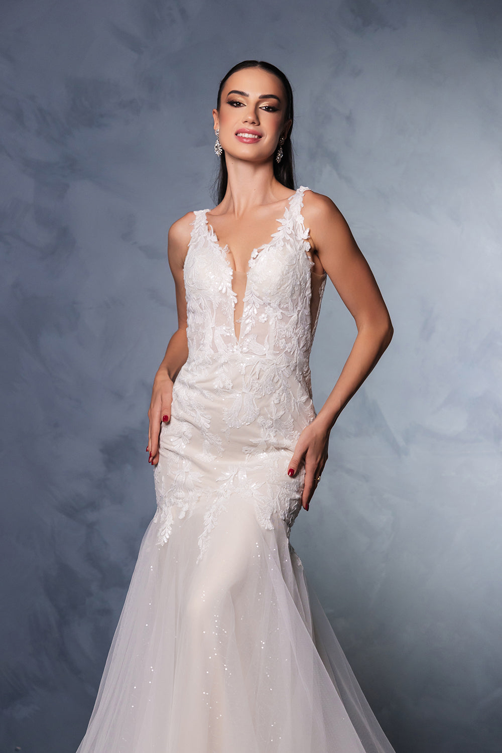 V-Neck Mermaid Sequin Gown by Royal Queen