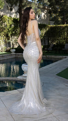 Sparkling Beaded Mermaid Evening Gown with Sheer Corset by Royal Queen RQ8208