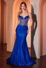 Beaded Taffeta Sleeveless Gown by Ladivine CM372 - Royal / Long Formal Dresses