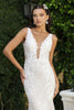 Bridal Dress Plunging Neck Mermaid Floral Gown By Royal Queen RQ8147 - Dress