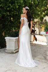 Bridal Dress Sleeveless Ruched High Slit Gown By Royal Queen RQ8183 - IVORY / 4 - Dress