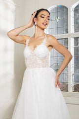 Bridal Dress V-Neck Sequin Wedding Gown By May Queen MQ2167 - Dress