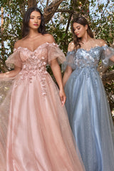 **Shimmering Enchantment: Ethereal Evening Gown for Unforgettable Occasions**
