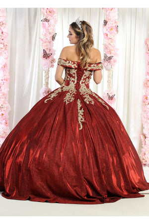Burgundy & Gold Ball Gown by LK155