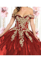 Burgundy & Gold Ball Gown by LK155