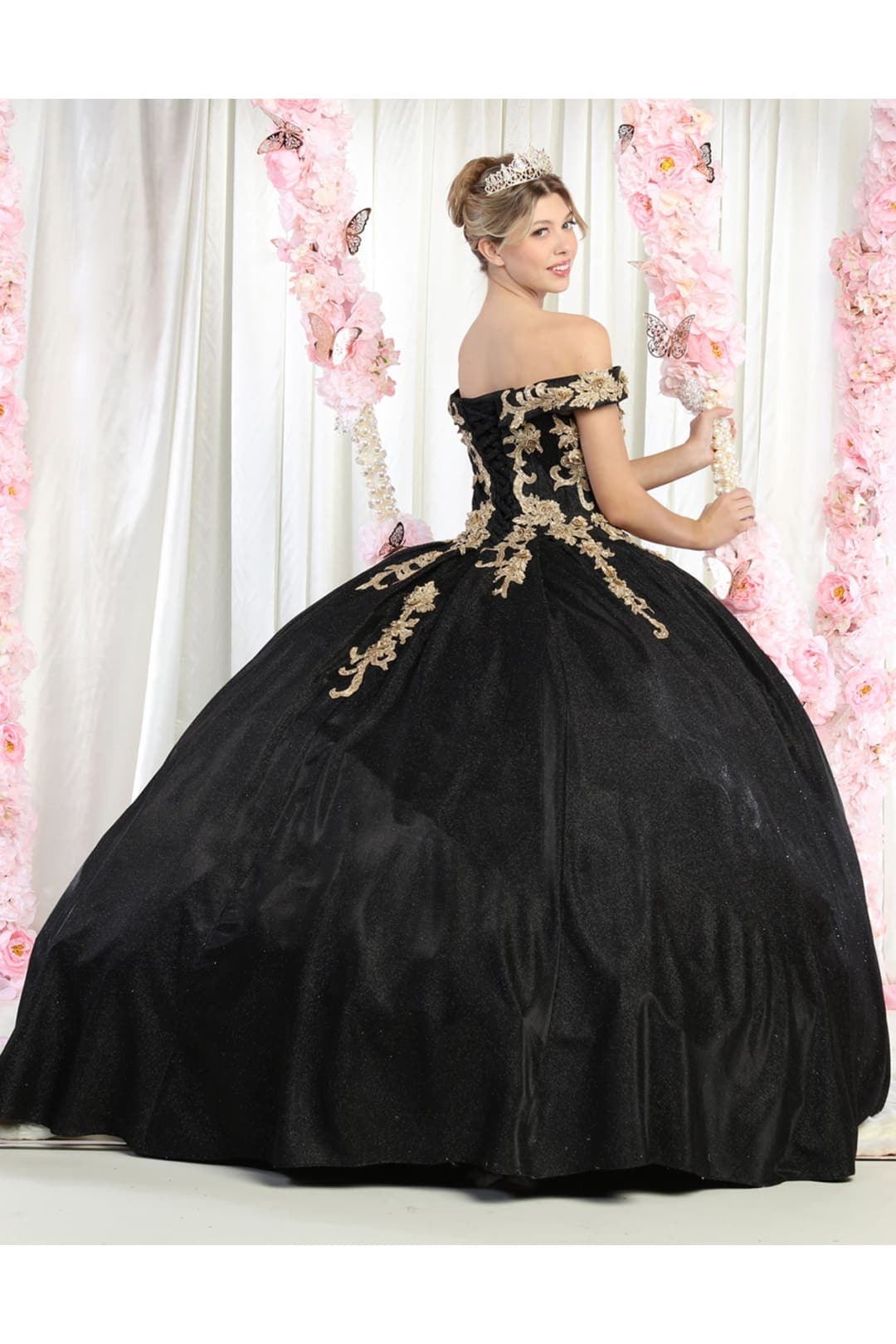 Burgundy/Gold Plus Size Quinceañera Ball Gown by LK155