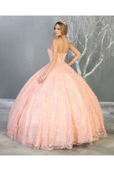 Embroidered Foliage Quinceanera Ball Gown