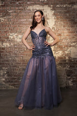 Evening Gown Strapless Sweetheart Neck Formal Dress By May Queen MQ2131 - DUSTY BLUE / 4 - Dress