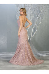 Floral Mermaid Evening Gown - Dress