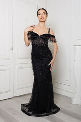Formal Dress Long Sweetheart Sheath Gown By Royal Queen RQ8193 - BLACK / 4 - Dress