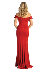 Off Shoulder Boned Bodice Long Dress