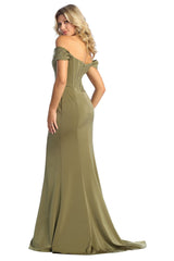 Off Shoulder Boned Bodice Long Dress