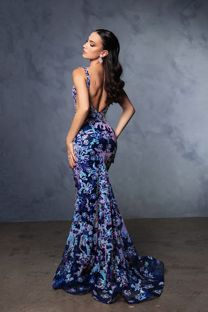 Formal Dress Plunging V-Neck Mermaid Prom Gown By Royal Queen RQ8140 - Dress