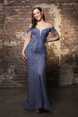 Formal Dress Plunging V-Neck Sheath Evening Gown By Royal Queen RQ8197 - Dress
