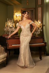 Formal Dress Short Sleeves Mermaid Prom Gown By Royal Queen RQ8157 - Dress