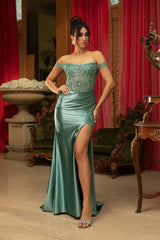 Formal Dress Sleeveless Ruched High Slit Gown By Royal Queen RQ8183 - Dress