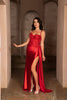 Formal Dress Spaghetti Straps Mermaid High Slit By May Queen MQ2111 - RED / 4 - Dress