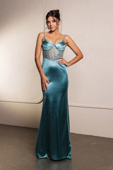Formal Dress V-Neck Mermaid Evening Gown By May Queen MQ2133 - SAGE / 4 - Dress
