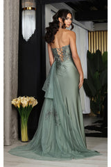 Formal dress with High Slit sheath Sweetheart Neck By May Queen MQ2072 - Dress