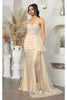Formal dress with High Slit sheath Sweetheart Neck By May Queen MQ2072 - CHAMPAGNE / 4 - Dress