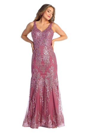 Glittery Bodycon Mermaid Dress - MAUVE / 4 - Dress