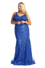 Glittery Bodycon Mermaid Dress - ROYAL BLUE / 4 - Dress