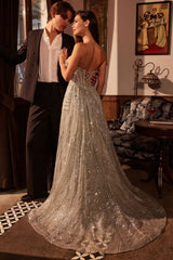 Glitter Strapless Overskirt Gown by Ladivine CM384 - Long Formal Dresses