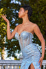 Glitter Strapless Overskirt Gown by Ladivine CM384 - Long Formal Dresses