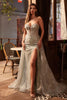 Glitter Strapless Overskirt Gown by Ladivine CM384 - Sage / Long Formal Dresses