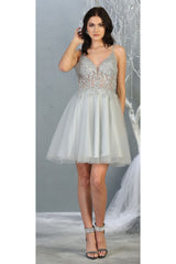 Graduation Embellished Dress - SILVER / 2