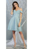 Graduation Short Metallic Dress - BABY BLUE / 2