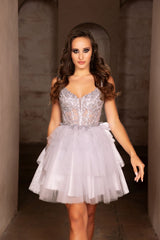 Homecoming Spaghetti Straps A-Line Cocktail Dress By May Queen MQ2116 - SILVER / 2 - Dress