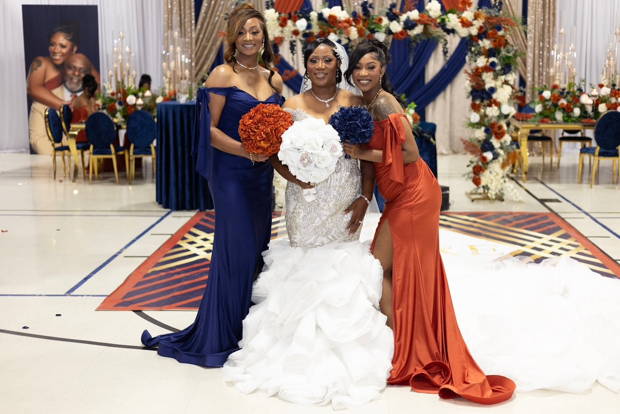 May Queen MQ1858 Ruched Off-Shoulder Gown