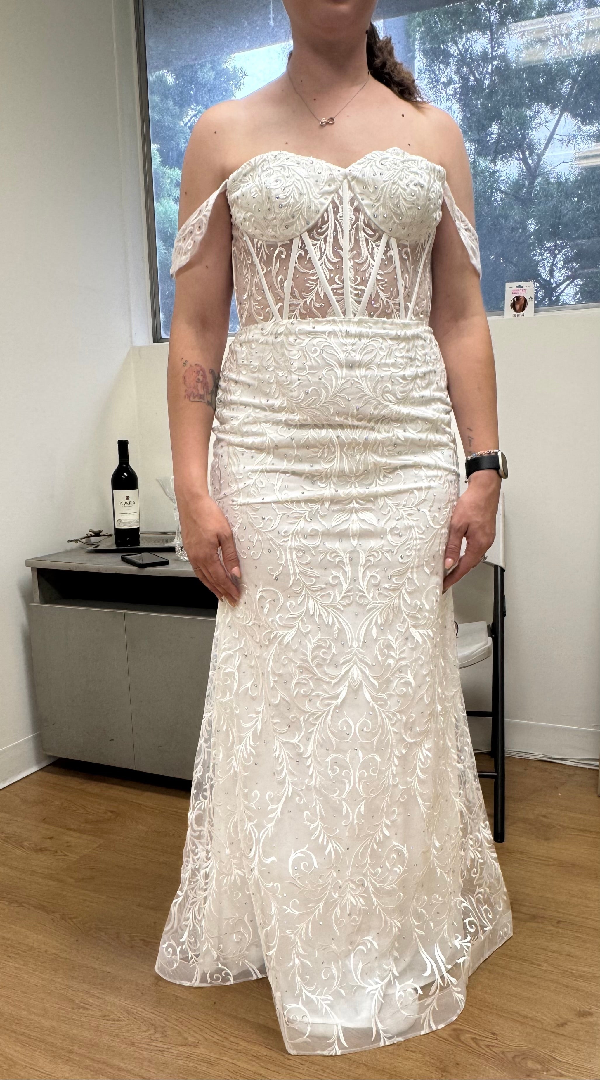 May Queen MQ2044 Rhinestone Corset Embroidered Gown