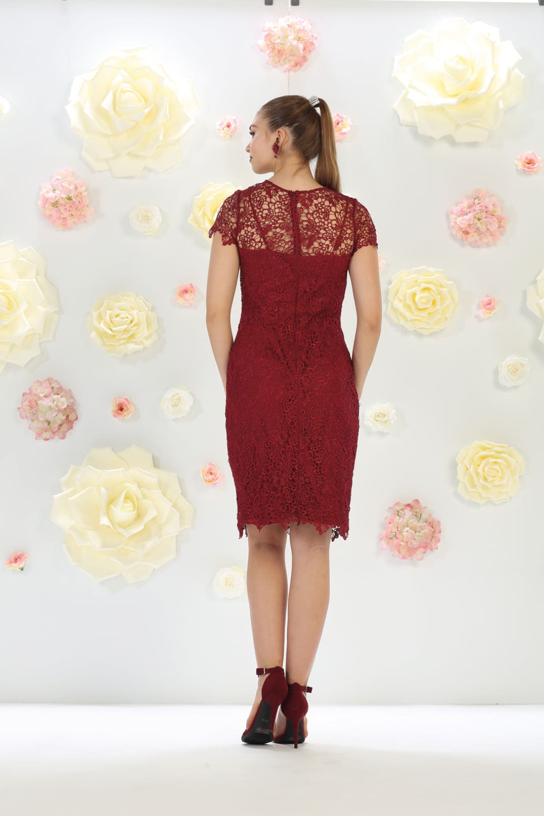 Knee Length Mother Of The Bride Dress Short Sleeve Modest & Plus Size - Dress