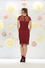 Knee Length Mother Of The Bride Dress Short Sleeve Modest & Plus Size - Dress