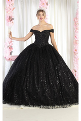 Plus Size Embellished Black Ball Gown by LK153